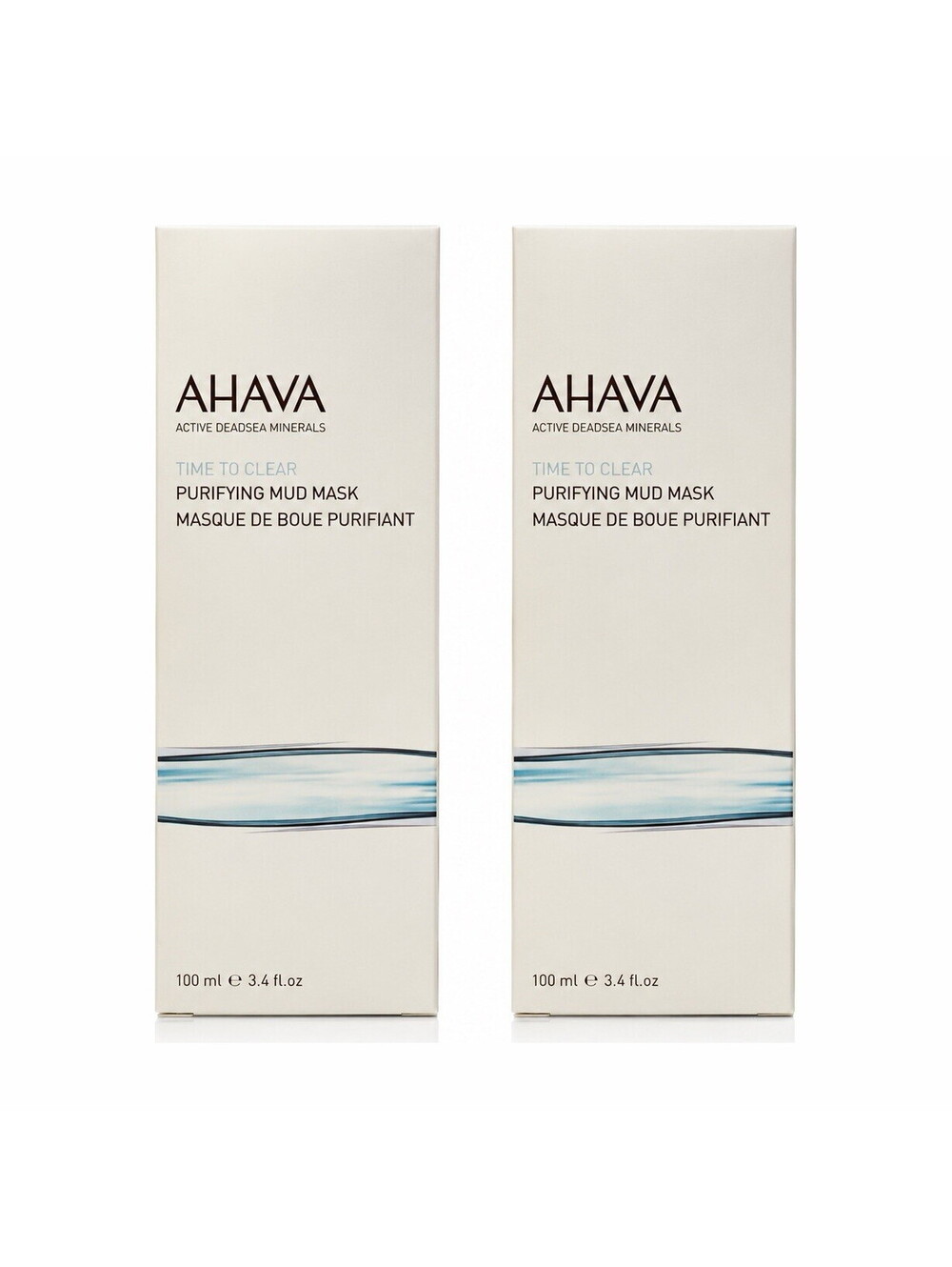 AHAVA Time To Clear Purifying Mud Mask 3.4 fl oz Duo Set 2 Pack